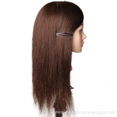 Professional Hairdressing Training Mannequin Practice Head Black Hair Dolls Barber Salon Hairstyling Training Manikin Heads